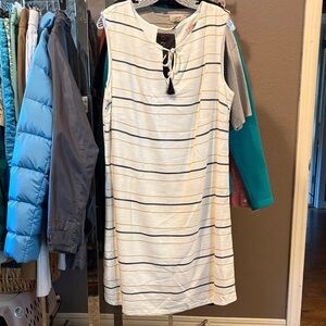 Gibson Latimer White and Black Striped Dress